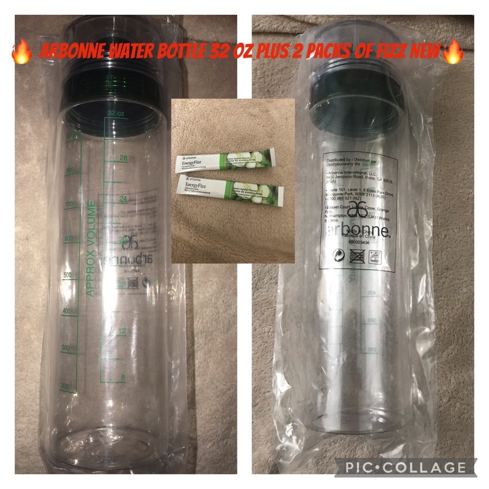 Arbonne Water Bottle BPA-Free 32 oz New plus green apple 🍏 fizz